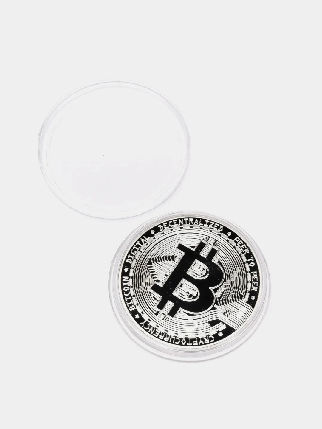 Серебряный монета Bitcoin, сувенирный Биткоин
