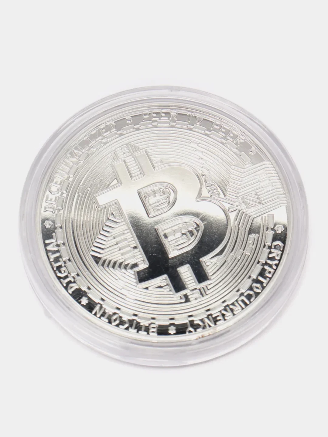 Серебряный монета Bitcoin, сувенирный Биткоин