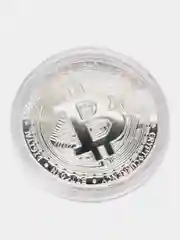 Серебряный монета Bitcoin, сувенирный Биткоин