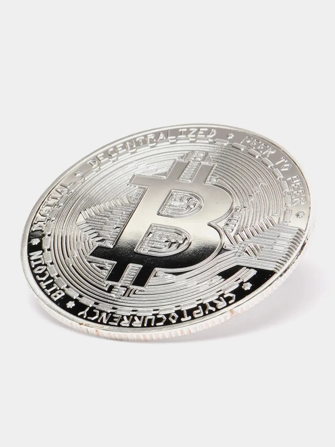 Серебряный монета Bitcoin, сувенирный Биткоин