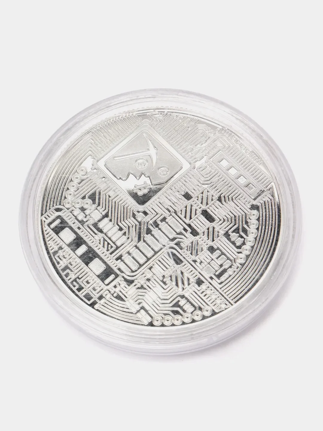 Серебряный монета Bitcoin, сувенирный Биткоин