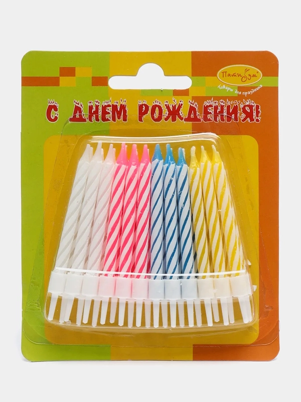 Свечи для торта с держателями ПатиБум, Мини, 2-х цветные, 6 см, 24 шт
