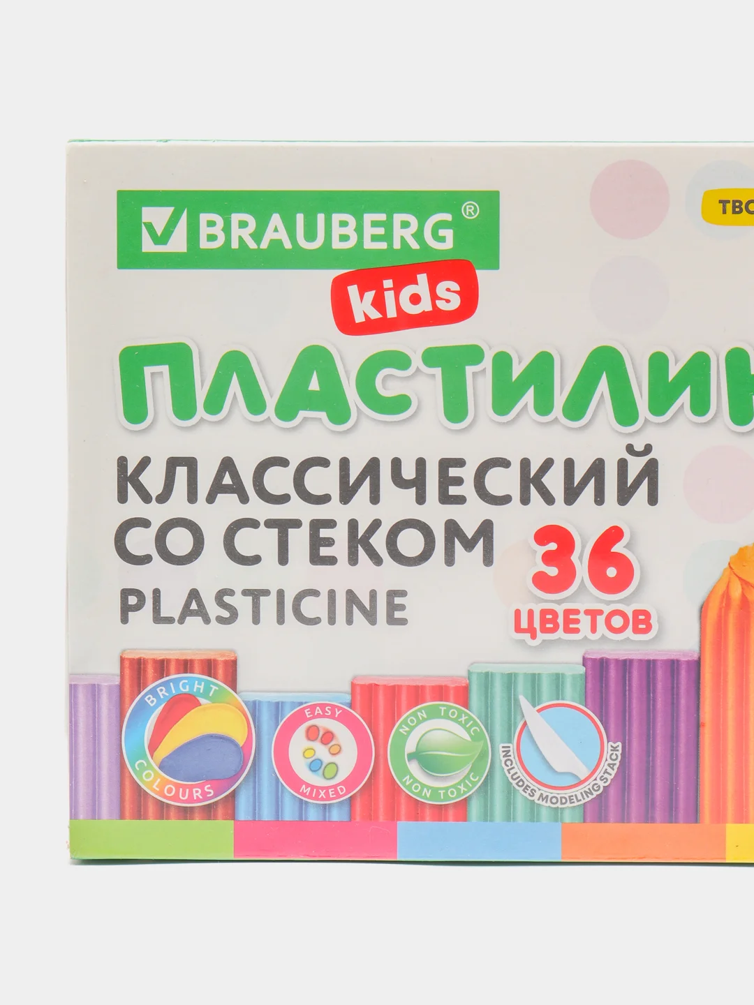 Пластилин классический детский набор для лепки, стек, 36 цв, 540 г, Brauberg Kids, 106678