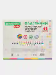 Пластилин классический детский набор для лепки, стек, 45 цв, 630 г, Brauberg Kids, 106680