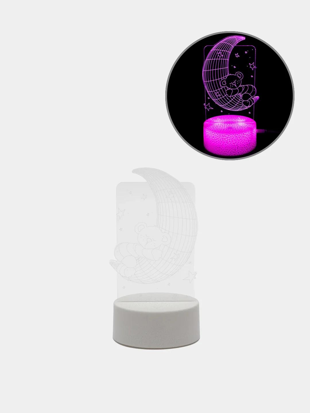 Бордовый светильник 3D ночник светодиодный RGB LED с пультом подарок на Новый год