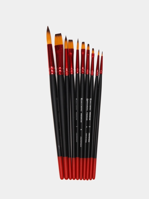 Кисти для рисования Brauberg Premium, синтетика, набор из 10 штук