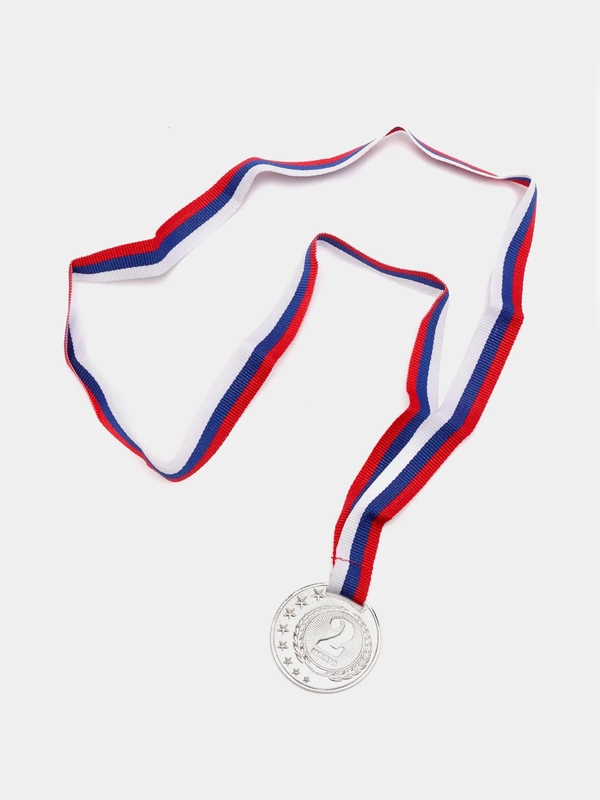 Медаль призовая, 2 место, серебро, d=4 см