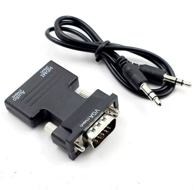 Портативный адаптер переходник конвертер HDMI - VGA с аудио выходом 3,5 mm