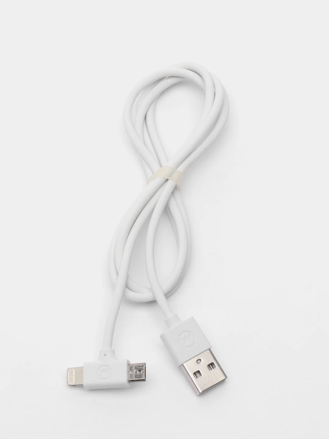 Белый кабель WK WDC-008 Axe, 2 в 1, с разъемами, Micro USB-Lightning