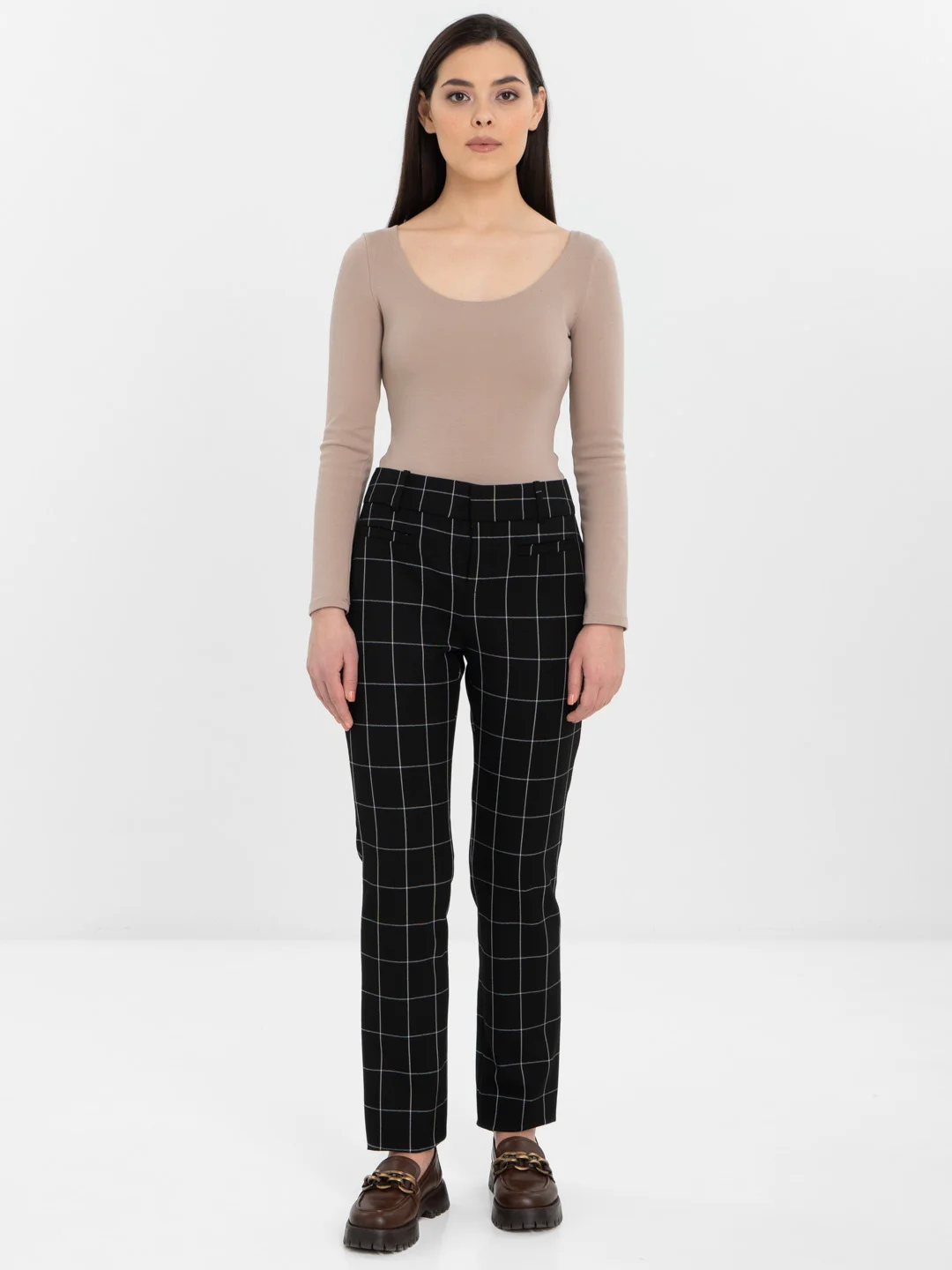 Черный calvin Klein Modern Essential Pant Классические брюки в клетку, зауженные, чёрного цвета
