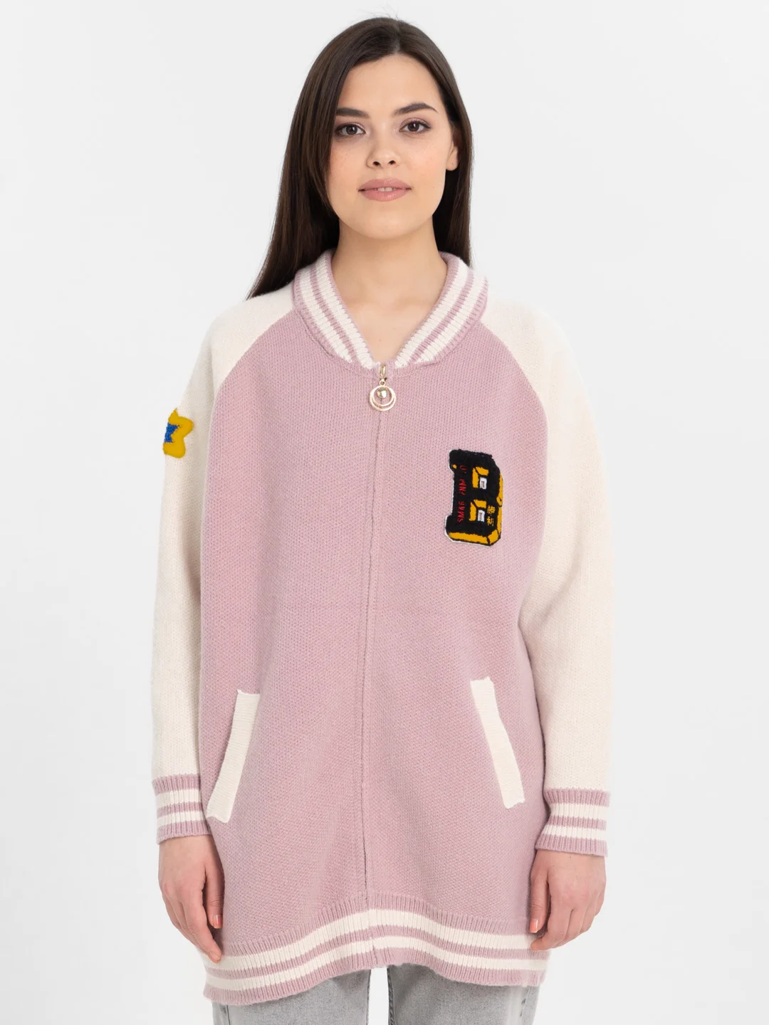 Сиреневый женский бомбер свободного кроя, oversize