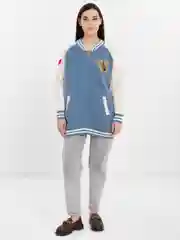 Небесно-голубой женский бомбер свободного кроя, oversize