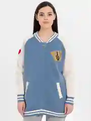 Небесно-голубой женский бомбер свободного кроя, oversize