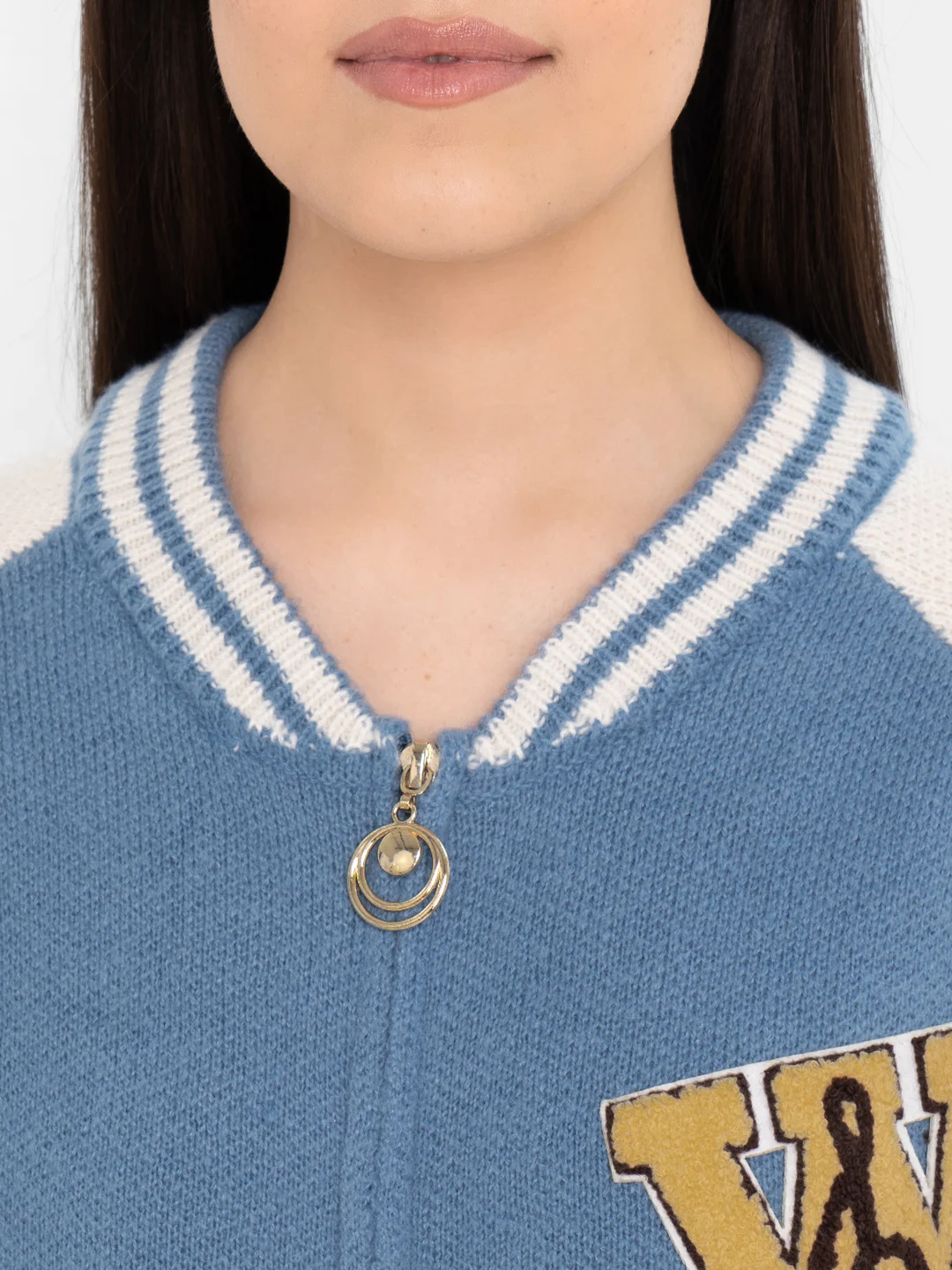 Небесно-голубой женский бомбер свободного кроя, oversize