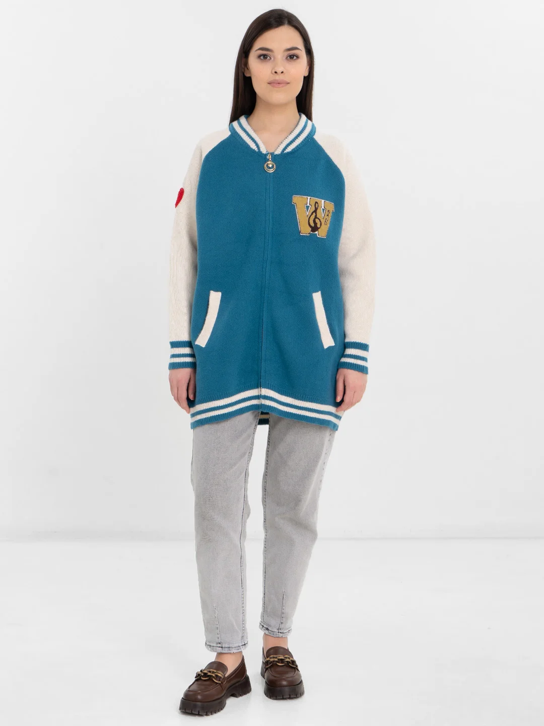 Горчичный женский бомбер свободного кроя, oversize