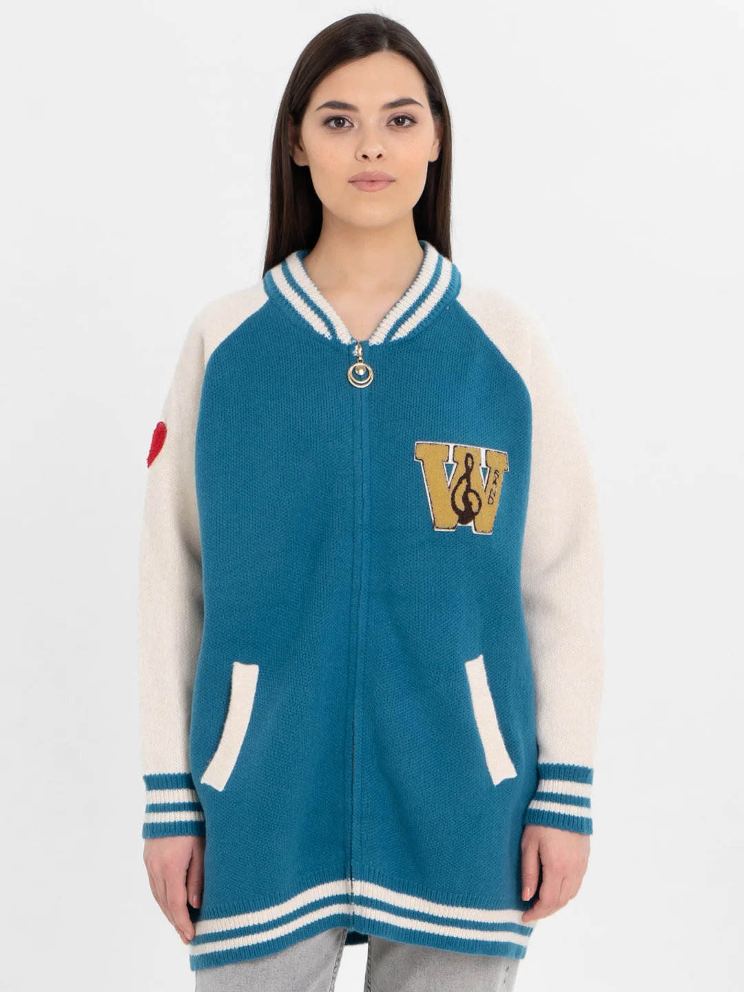 Морской женский бомбер свободного кроя, oversize