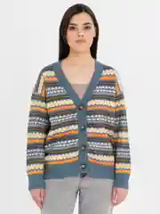 Разноцветный кардиган женский, укороченный, вязаный, оверсайз