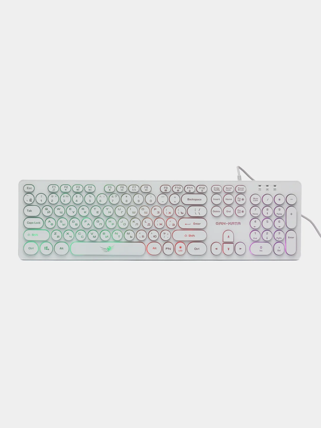 Белый клавиатура Dialog Gan-Kata KGK-16U, игровая, с RGB-подсветкой, USB, подарок на 8 марта