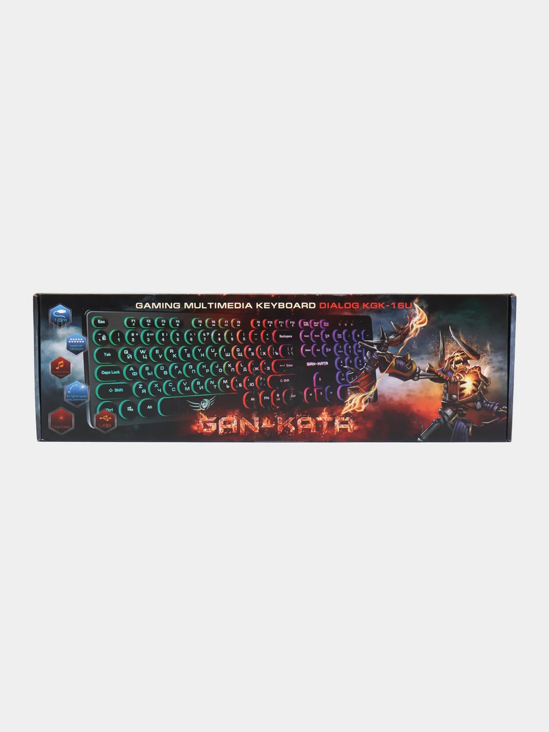 Белый клавиатура Dialog Gan-Kata KGK-16U, игровая, с RGB-подсветкой, USB, подарок на 8 марта