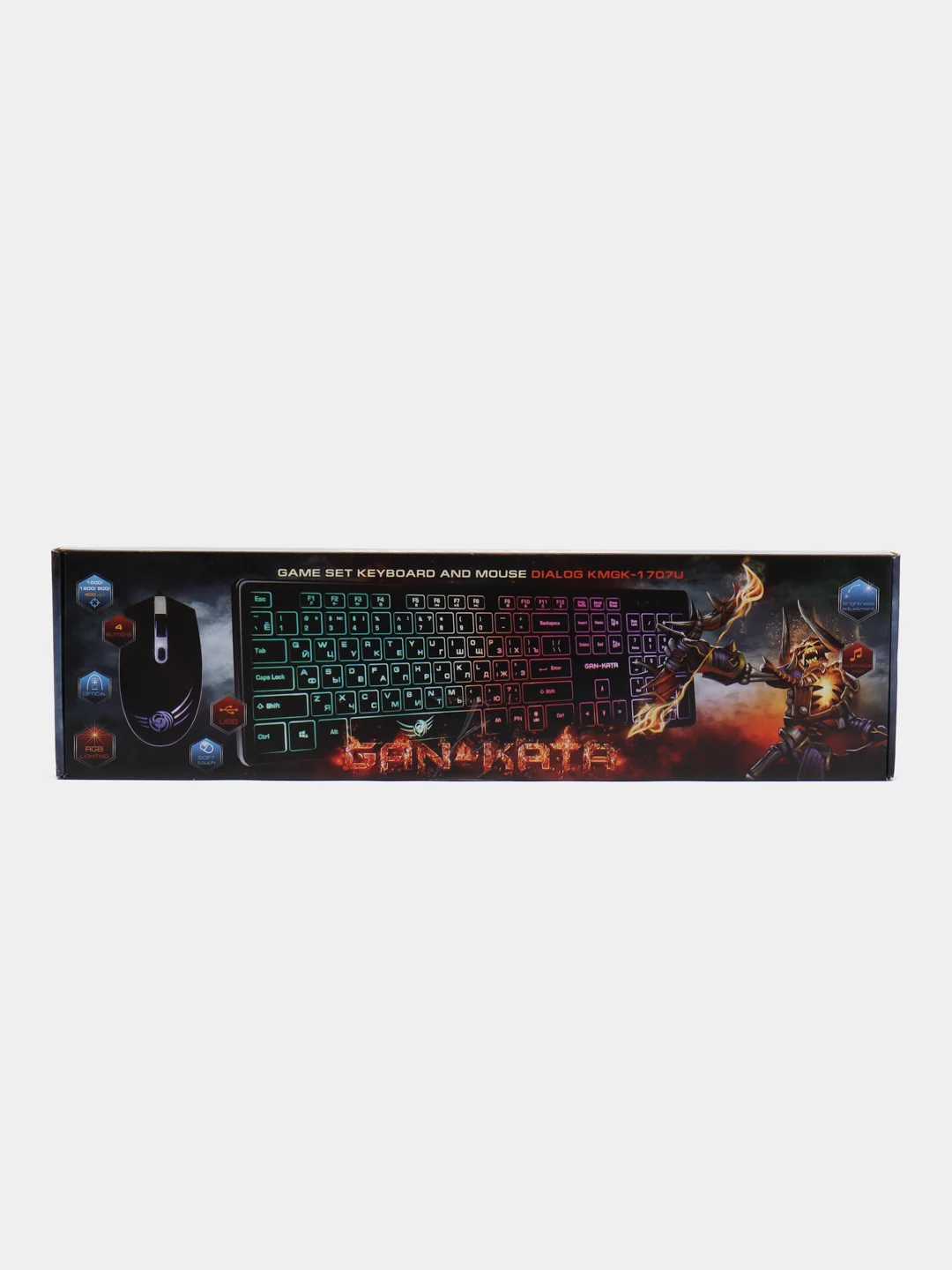 Белый комплект игровая клавиатура Dialog KMGK-1707U, мышь с подсветкой, игровой набор