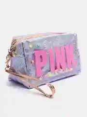 Розовый косметичка PINK на молнии с бусинами