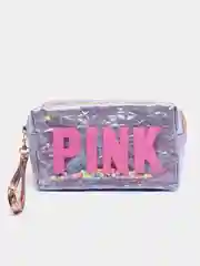 Сиреневый косметичка PINK на молнии с бусинами