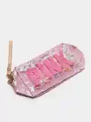 Розовый косметичка PINK на молнии с бусинами