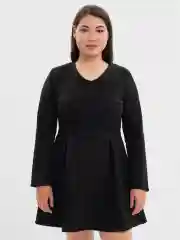 Черный женское платье с длинным рукавом, из экозамши, спандекс