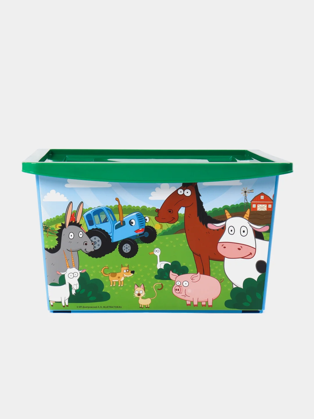 Ящик для игрушек, с крышкой, "Синий трактор", объём 30 л