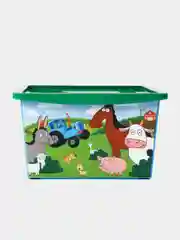 Ящик для игрушек, с крышкой, "Синий трактор", объём 30 л