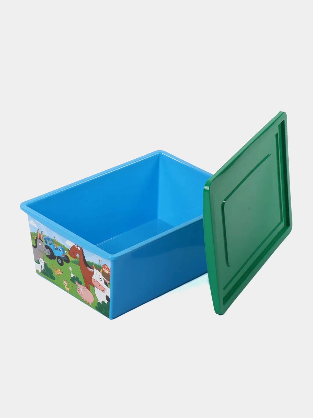 Ящик для игрушек, с крышкой, "Синий трактор", объём 30 л