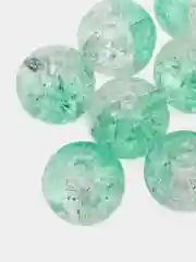 Бирюзовый бусины круглые, стеклянные, с эффектом трещин, 10 мм, 10 штук
