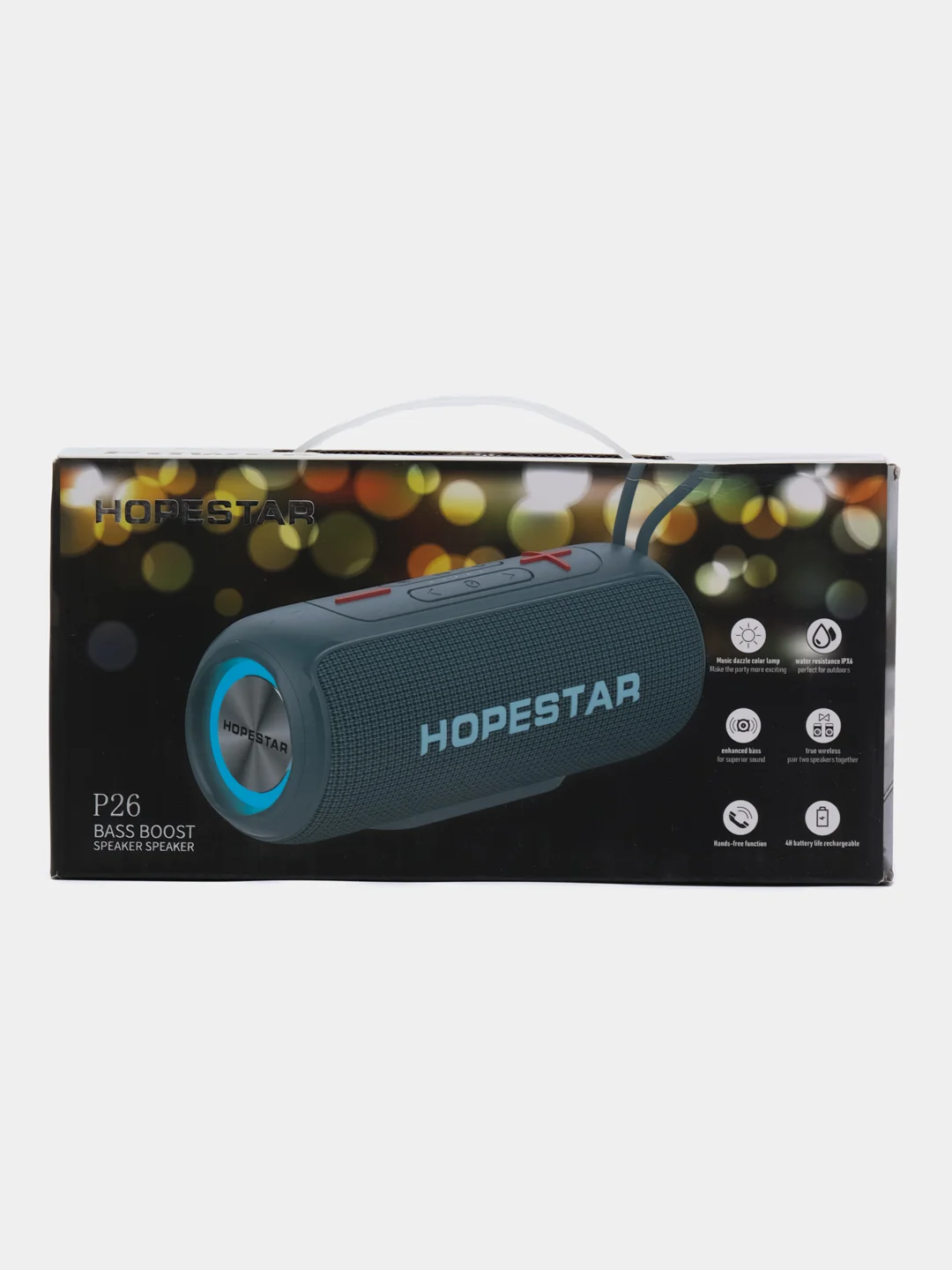 Синий меланж портативная колонка Hopestar Р26, беспроводная, Bluetooth, со светомузыкой
