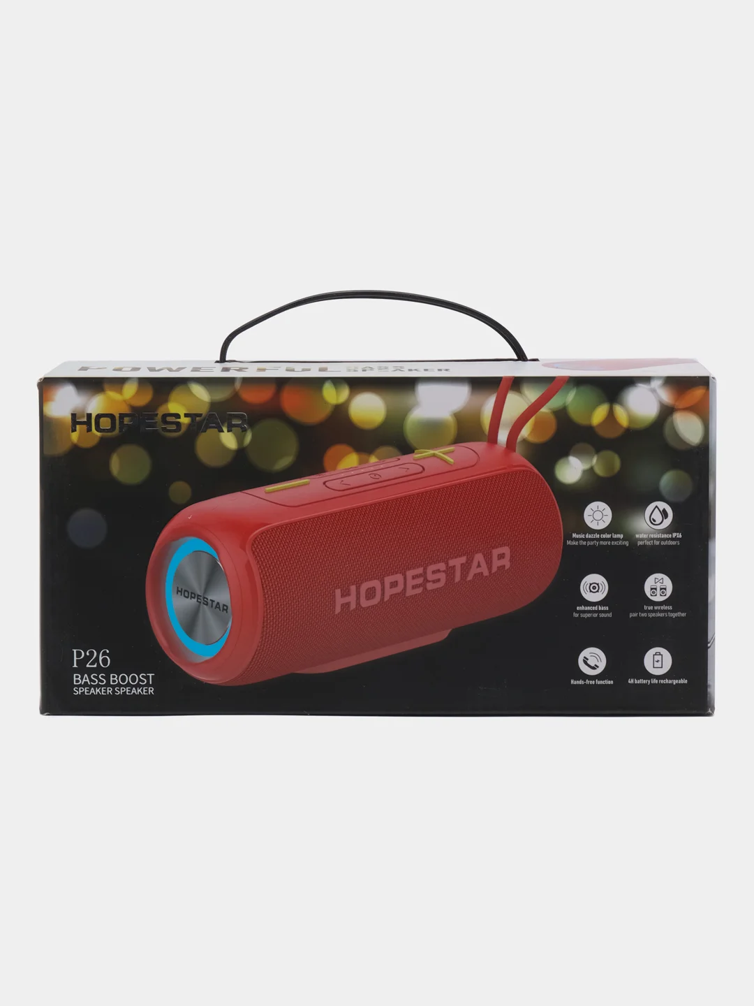 Красный портативная колонка Hopestar Р26, беспроводная, Bluetooth, со светомузыкой