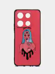 Розовый силиконовый чехол для Infinix NOTE 30 Pro, с принтом, с рисунком, Инфиникс Нот 30 Про