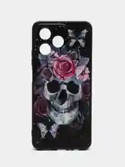 Тёмно-бордовый чехол для Realme C53 / C51 / Note 50 (Реалми С53/С51/Ноут 50), с принтом