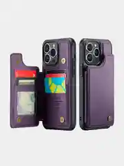 Фиолетовый чехол для iPhone (Айфон) 13, 14 / Картхолдер для телефона