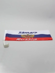 Флаг России с гербом, Самара, 30 х 45 см, шток для машины, 45 см, полиэстер