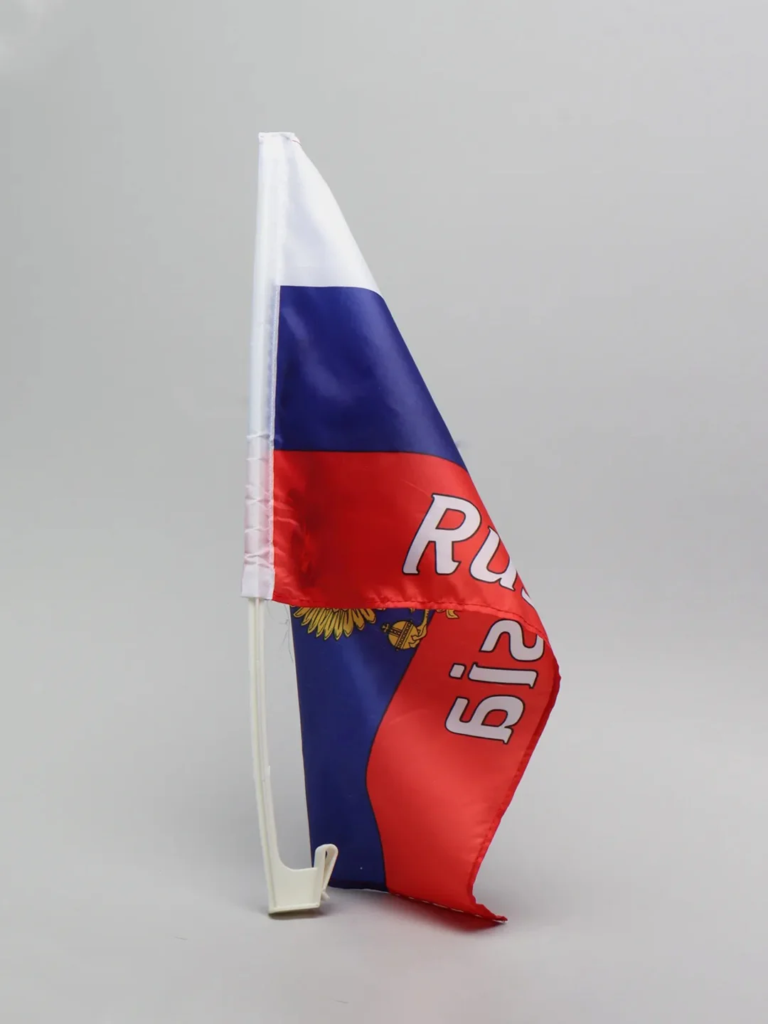Флаг России с гербом, Самара, 30 х 45 см, шток для машины, 45 см, полиэстер