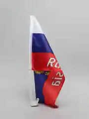 Флаг России с гербом, Самара, 30 х 45 см, шток для машины, 45 см, полиэстер