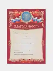 Бордовый благодарность, благодарственное письмо, герб РТ, герб РФ, размер 21*29,7 см