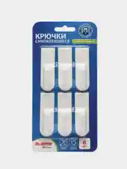 Крючки самоклеящиеся для ванной Laima Home, пластик, 6 штук, 6,6 х 2,1 см, 608793