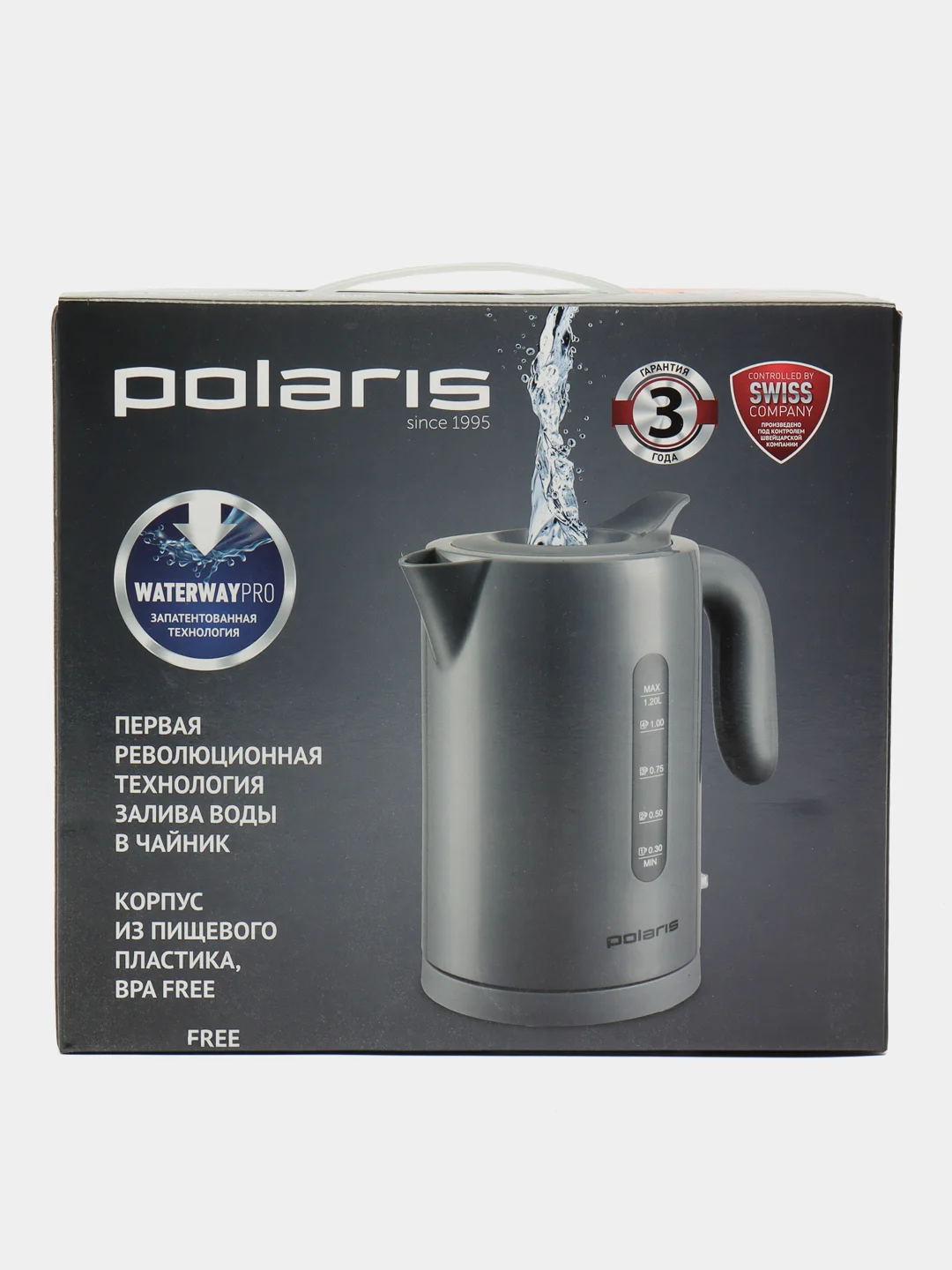 Чайник Polaris PWK 1220C Water Way Pro, серый