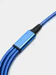 Синий зарядный кабель USB 3 в 1 с оплеткой, с поддержкой быстрой зарядки