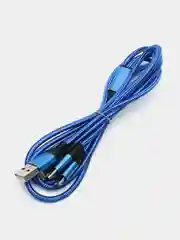 Синий зарядный кабель USB 3 в 1 с оплеткой, с поддержкой быстрой зарядки