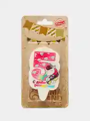 Свеча для торта "С Днём Рождения, рисунки разные, цифра 1 - 8", 5 х 8.5 см