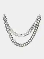 Серебряный цепь кубинская с бриллиантами (имитация)