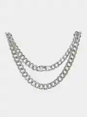 Серебряный цепь кубинская с бриллиантами (имитация)