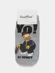 Серый меланж короткие носки  мужские и женские с рисунком Simpsons Симпсоны