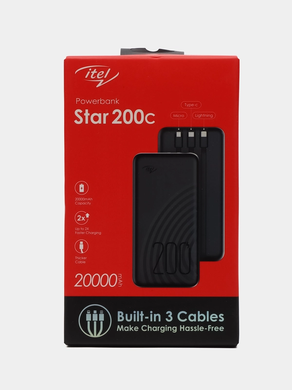 Внешний аккумулятор 20000мAч, Power Bank Itel Star 200С